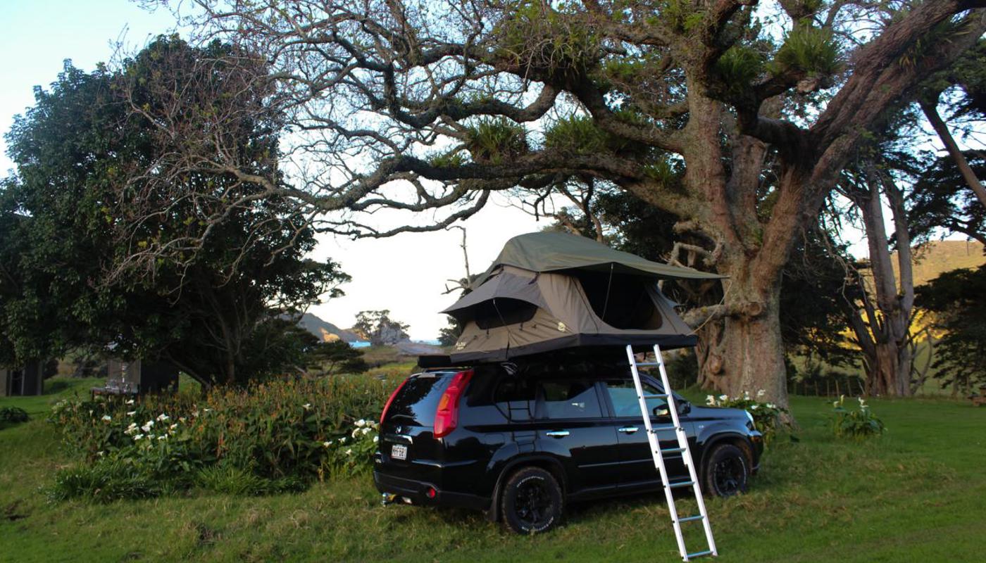 Stay High in your rooftop tent adventure vehicle with all-inclusive camping gear provided.